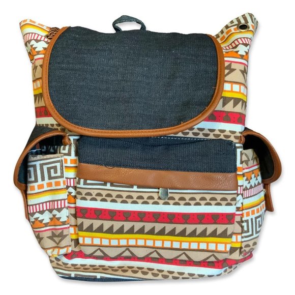 Chic. Fashion Boho Mini Backback Drawstring Snap Zipper Pocket (OSFM)(Multi) - Picture 2 of 9